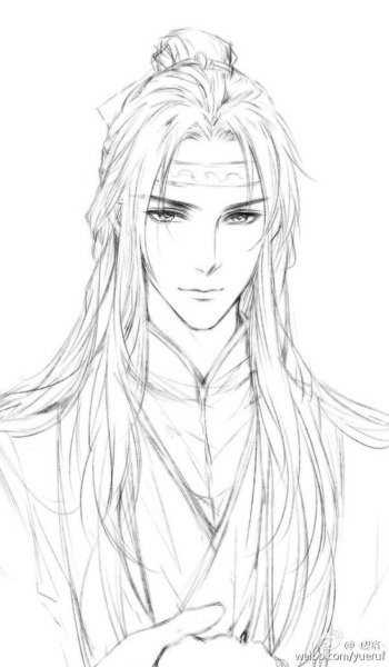 Скетчи парней с длинными волосами