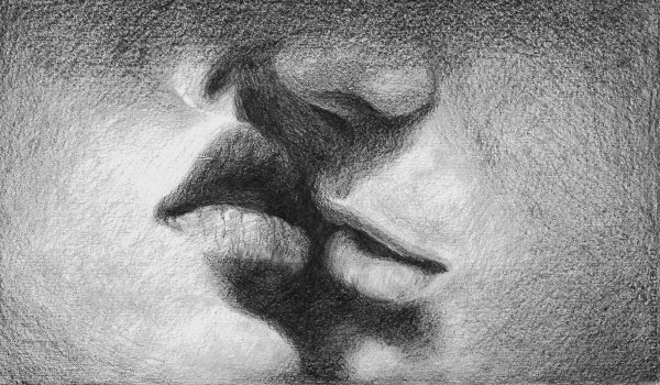 Поцелуй рисунок карандашом