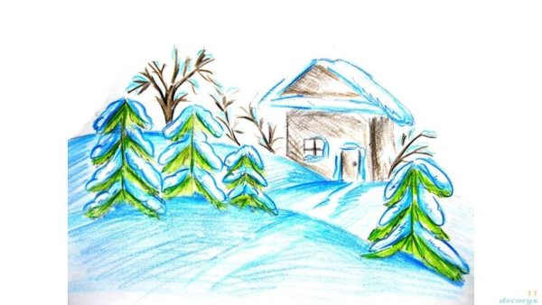 Уютная зима рисунки легкие