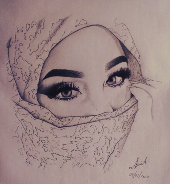 Восточная девушка карандашом
