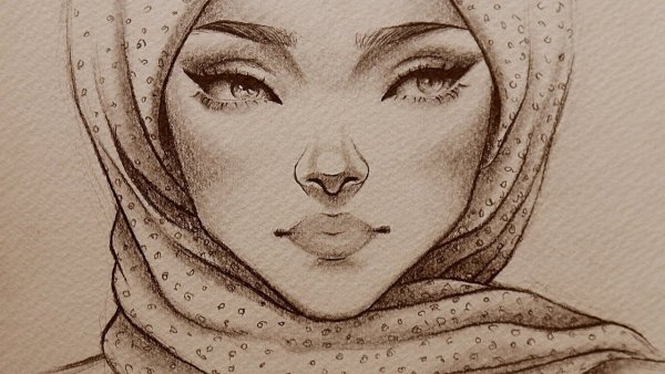Нарисовать девушку в платке