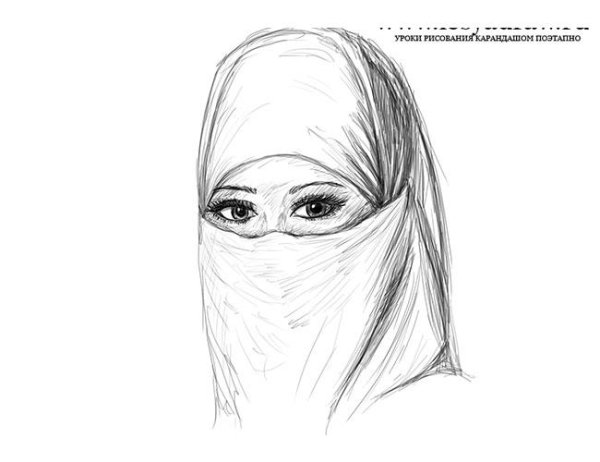Девушка в хиджабе рисунок