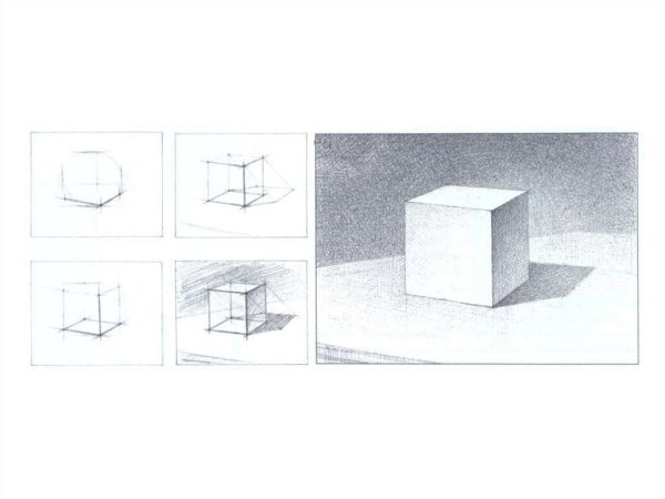 Последовательность построения Куба в перспективе