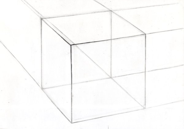 Куб в перспективе и сбоку