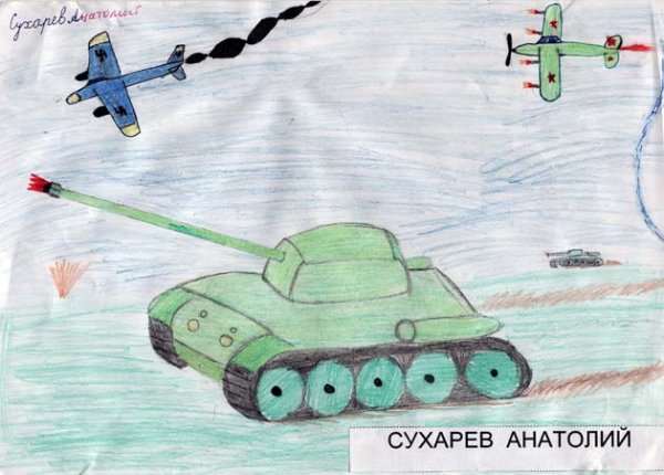 Детские рисунки на тему война танк