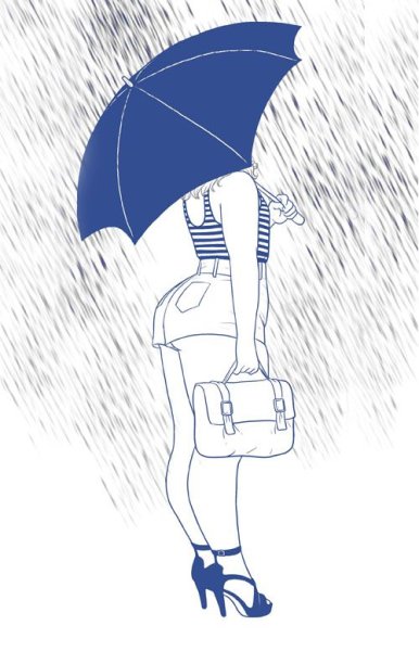 Женщина с зонтом рисунок карандашом