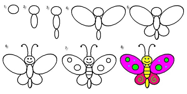 Бабочка для срисовывания