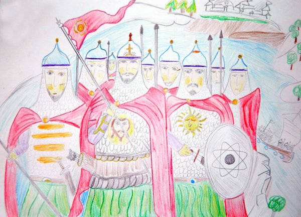 Раскраска русский воин Александр Невский