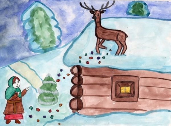 Рисунок по сказке серебряное копытце