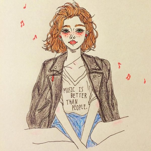 Рисунок девушки в стиле гранж