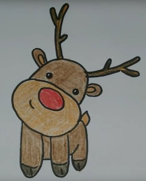 Новогодний олень для срисовки