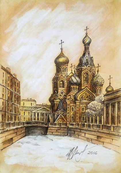 Храм Спаса на крови гравюра