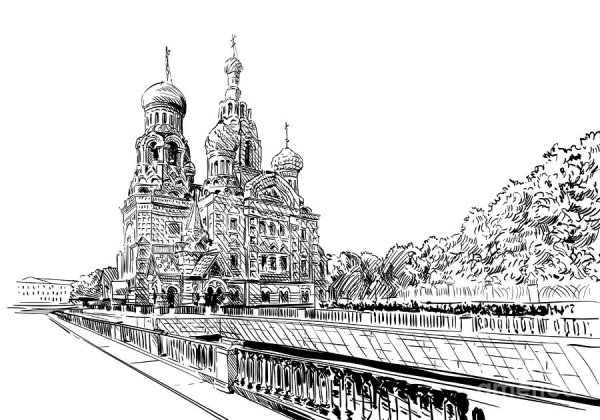 Нарисовать Санкт-Петербург контур