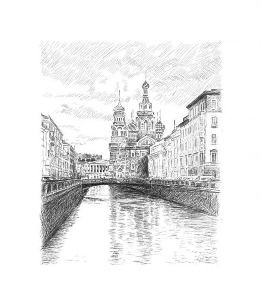 Спас на крови вектор чб