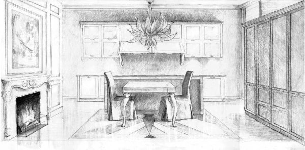 Интерьер усадьбы в перспективе