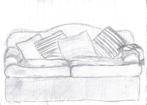 Диван поэтапное рисование