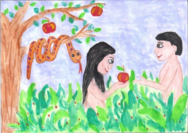 Раскраска Библия Адаму и ева