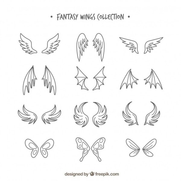 Рисунки для срисовки Крылья