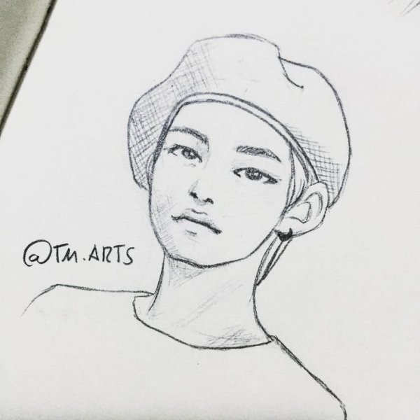 Рисунки BTS легкие Тэхен