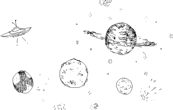 Рисунки карандашом космос и планеты