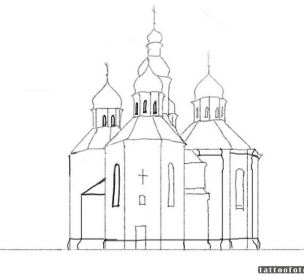 Церковь рисунок карандашом
