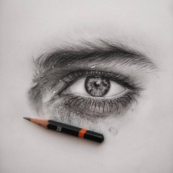 Лицо цветными карандашами