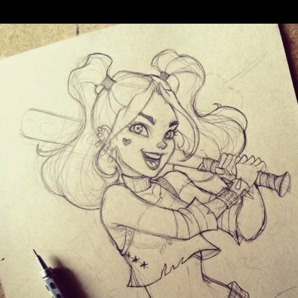 Харли Квинн арт карандашом