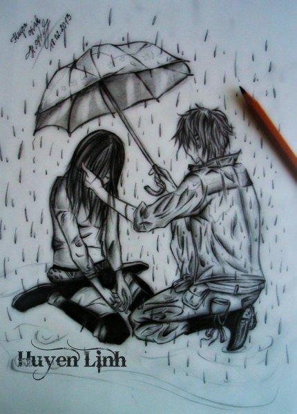 Человечек под дождем