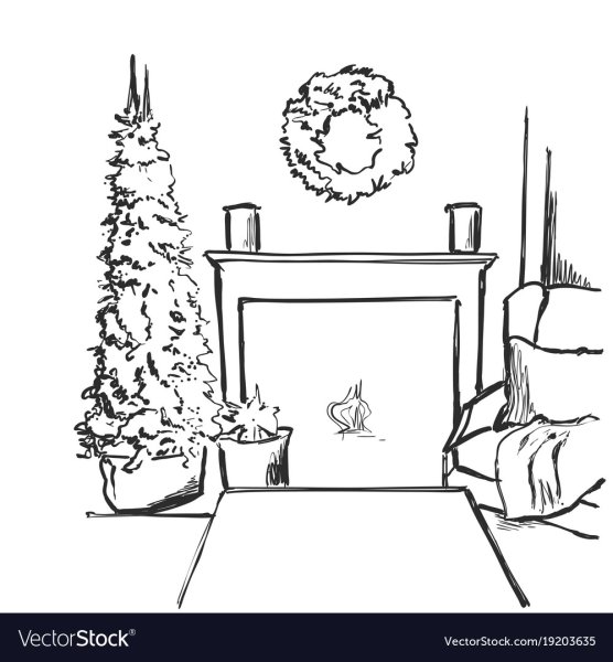 Новогодний камин скетч