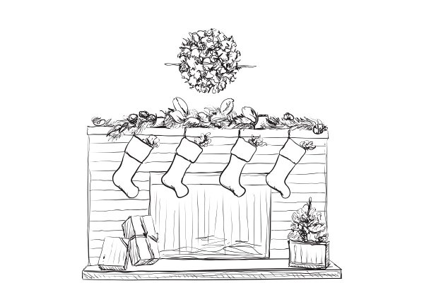 Камин рисунок карандашом