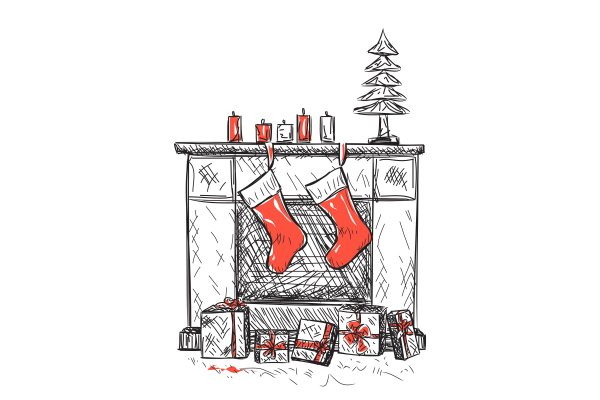 Новогодний камин раскраска