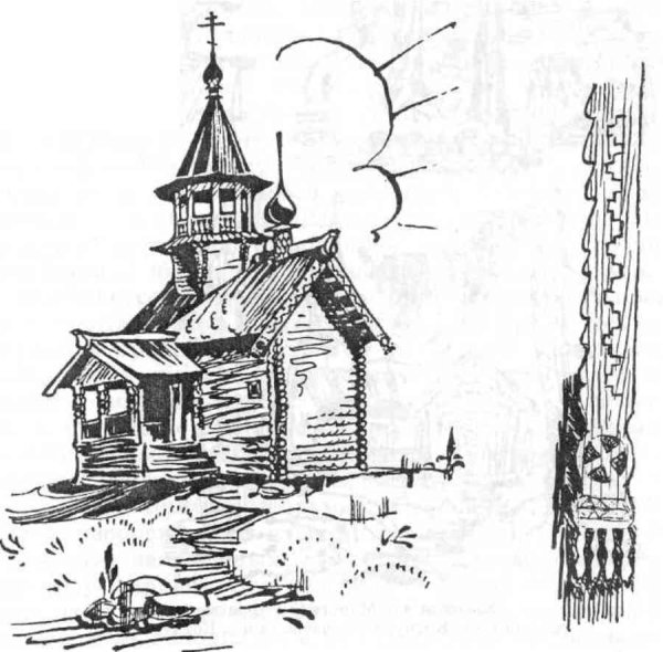 Церковь в графике деревянная
