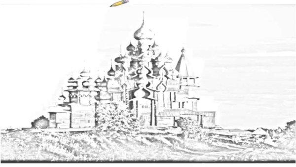 Кижи Церковь Преображения Графика