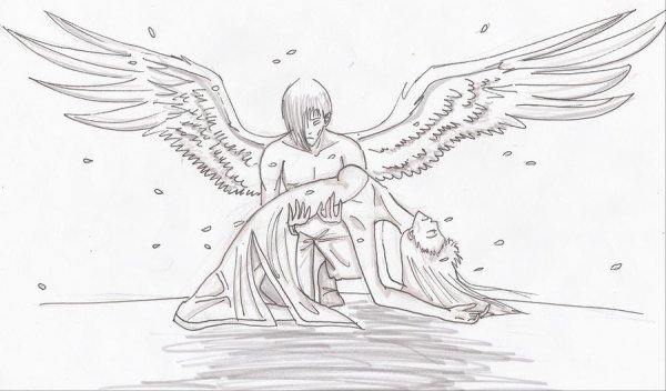 Контурный рисунок ангела