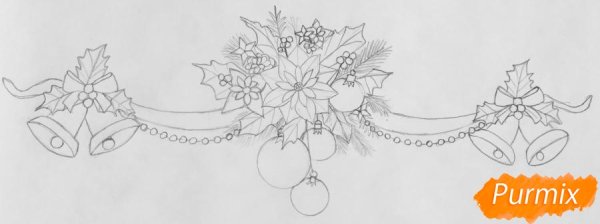 Новогодняя гирлянда карандашом