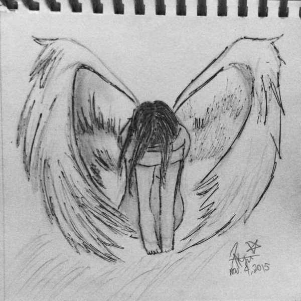 Рисунок ангела карандашом