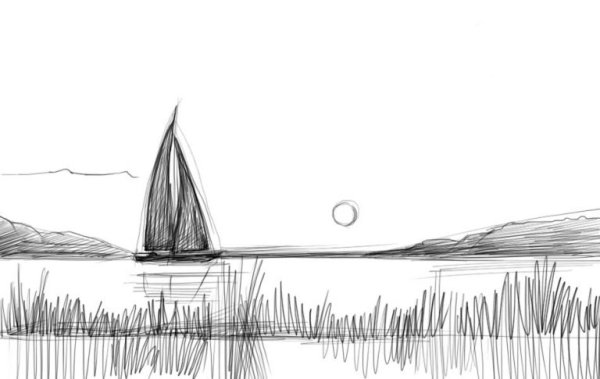 Пейзаж в графике легкий