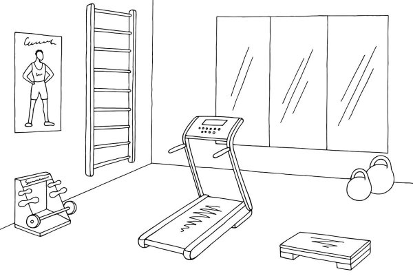 Раскраска спортивный зал