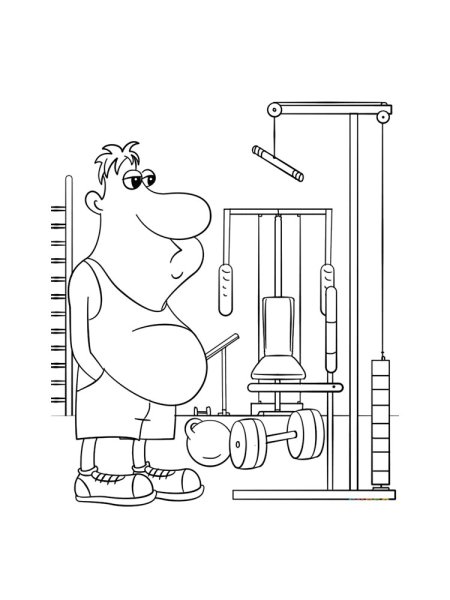 Тренажерный зал раскраска для детей
