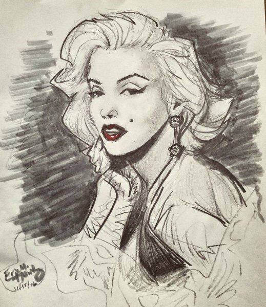 Лицо Мерлин Монро карандашом