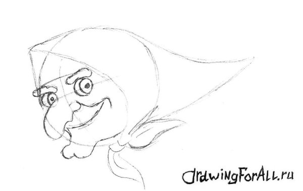 Баба Яга рисунок карандашом