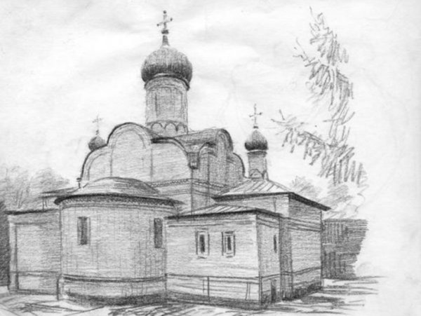 Церковь карандашом