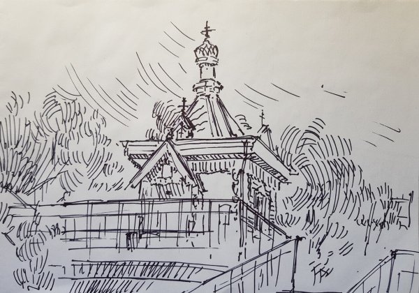 Белогорский монастырь рисунок карандашом