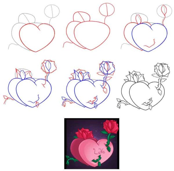 Поэтапное рисование открытки