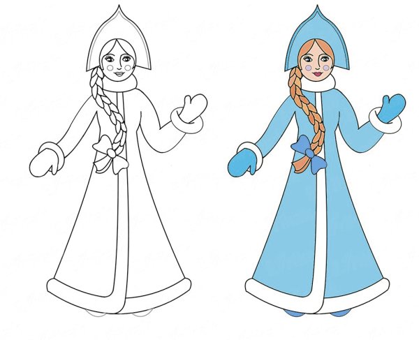 Снегурочка рисунок легкий и красивый