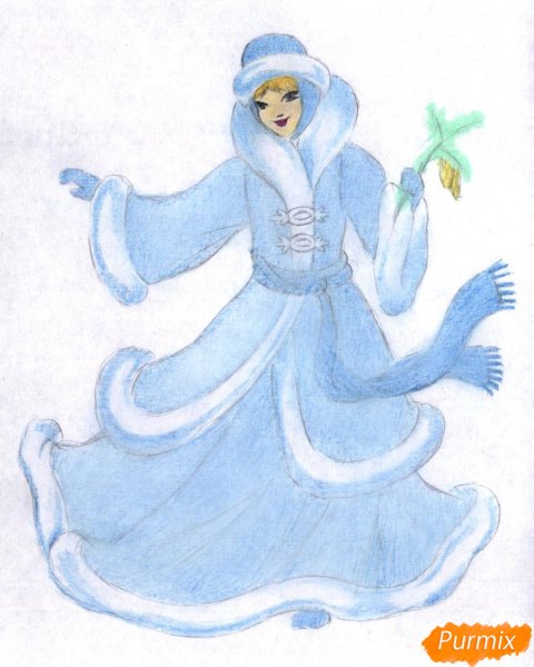 Пошаговое рисование Снегурочки для детей