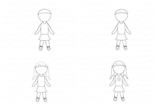 Пошаговое рисование девочки для детей