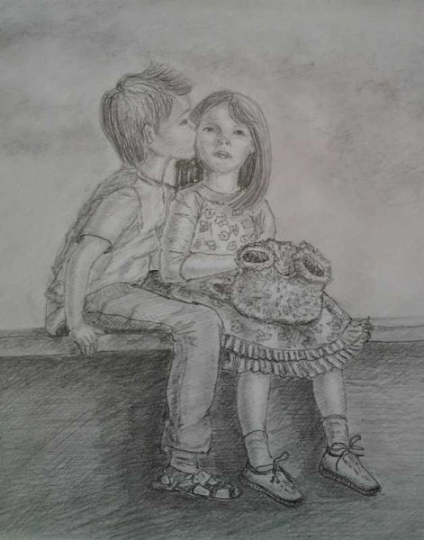 Мальчик и девочка рисунок карандашом