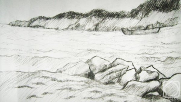 Берег моря карандашом