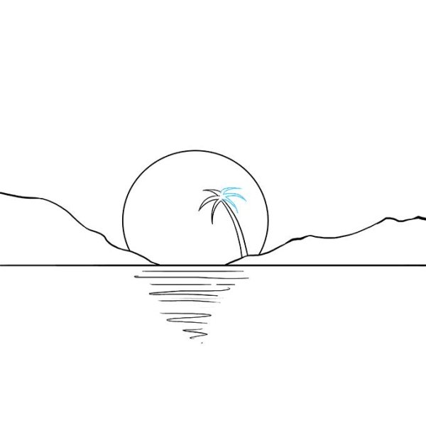 Морской пейзаж карандашом